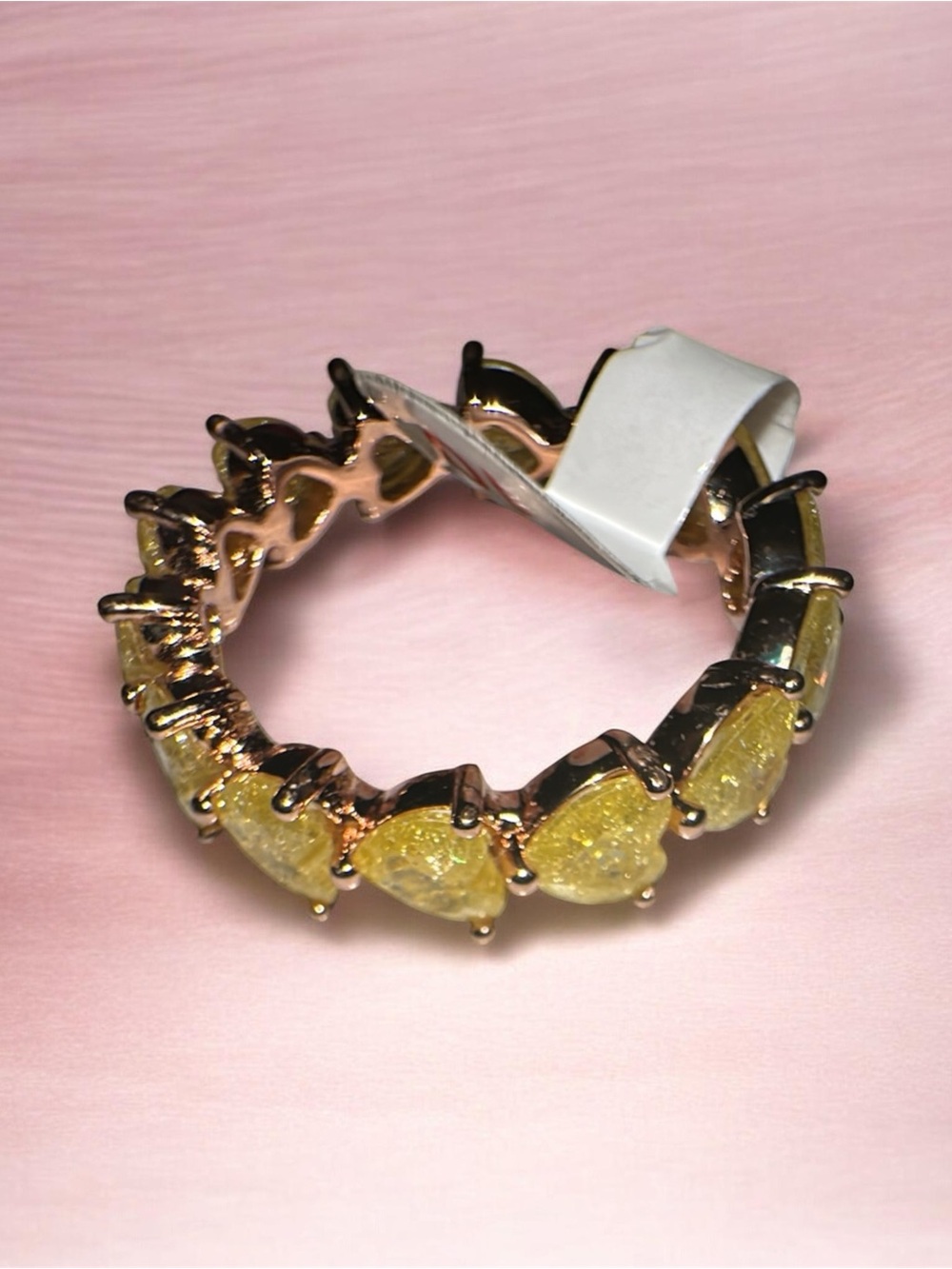 Bomb Party Yellow Heart Stone Eternity Ring - Women Jewelry